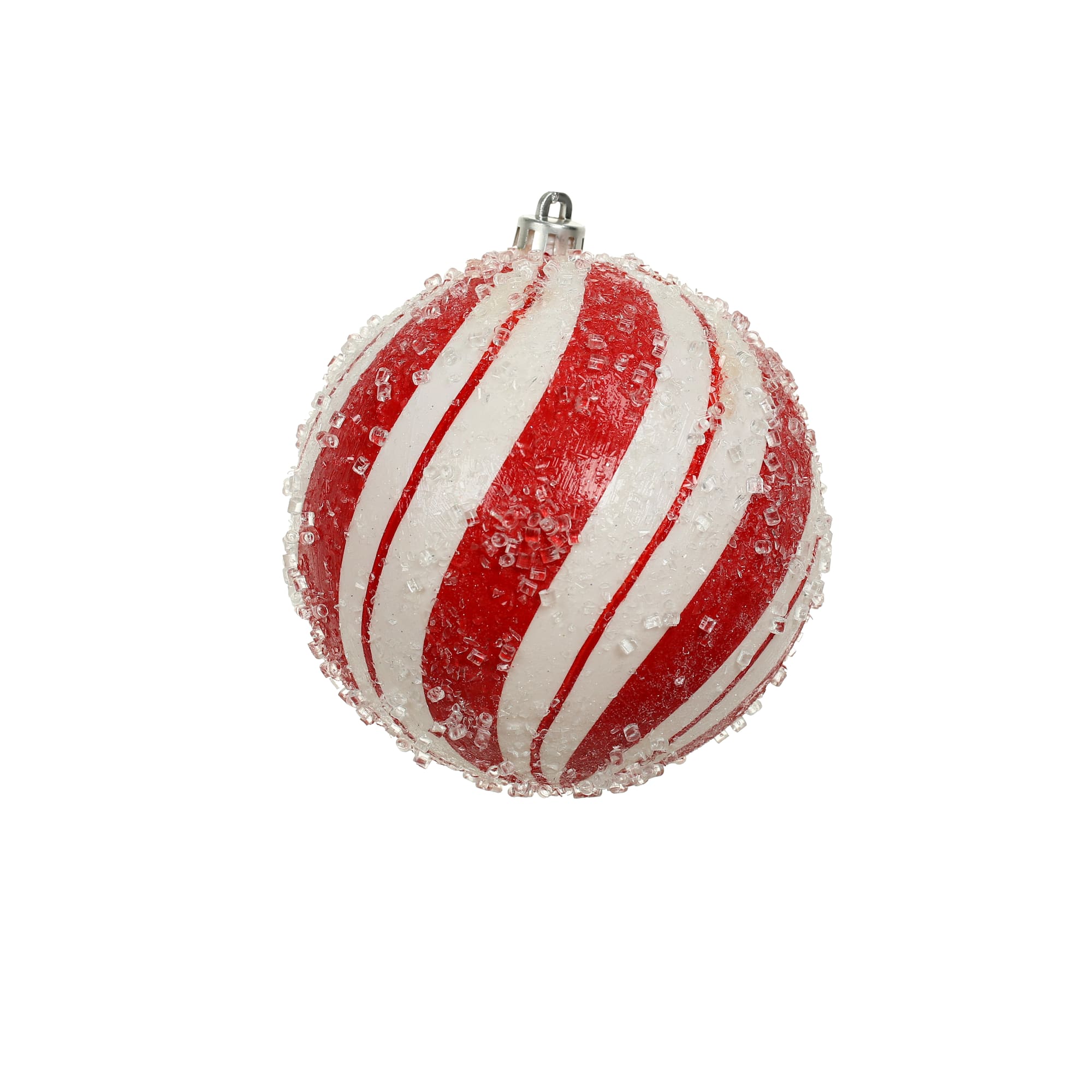 2 Pack 4.7" Red & White Peppermint Stripes Shatterproof Ball Ornaments by Ashland®